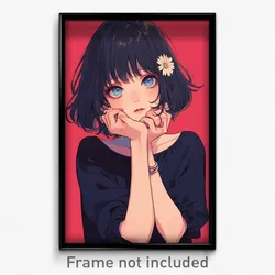 Art Poster - Girl Feeling Stressed Wearing Simplistic Flower Bracelet (Print)