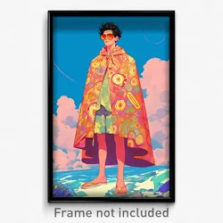 Art Poster - Man Feeling Relieved Wearing Rosy Brown Cloak (Print)