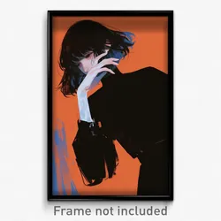 Art Poster - Girl Feeling Unhappy Wearing Shadowy Black Clothes (Print)