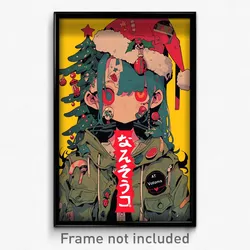 Anime Art Poster - Girl Feeling Hope Wearing Tremendous Santa Hat (Print)