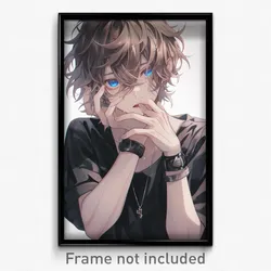 Anime Art Poster - Boy Feeling Distracted, Outlandish Black Wristband (Print)