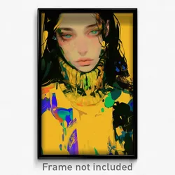 Art Poster - Woman Feeling Gratitude Wearing Agile Yellow Jacket (Print)