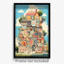 Art Poster - Dense Manse (Psychedelic Trippy Weird 11x17 Print)