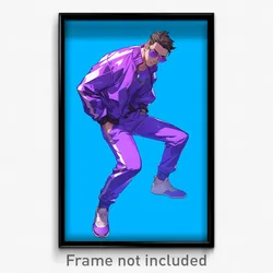 Anime Art Poster - Man Feeling Annoyance Wearing Glass Purple Footwear (Print)