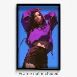 Art Poster - Woman Feeling Cynicism Wearing Well Off Purple Hoodie (Print)