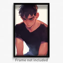 Anime Art Poster - Man Feeling Anxious Wearing Grand Black Undershirt (Print)