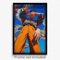 Anime Art Poster - Boy Feeling Vengeful Wearing Blue Brown Pants (Print)