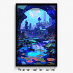 Art Poster - Watery Graveyard (Psychedelic Trippy Weird 11x17 Print)