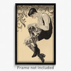Art Poster - Boy Feeling Self Pity Wearing Elegant Stirrup Legwear (Print)