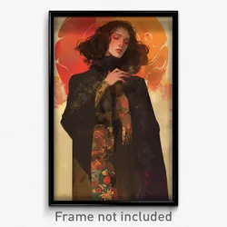 Art Poster - Woman Feeling Resignation Wearing Sophisticated Coat (Print)