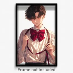 Anime Art Poster - Boy Feeling Suspense Wearing Majestic Red Bow (Print)