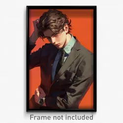 Anime Art Poster - Boy Feeling Alarm Wearing Gorgeous Suit Jacket