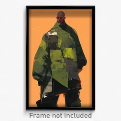 Art Poster - Man Feeling Strong Wearing Green Patchwork Clothes (Print)