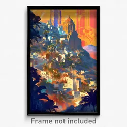 Art Poster - Heavenly Spanish City (Psychedelic Trippy Weird 11x17 Print)