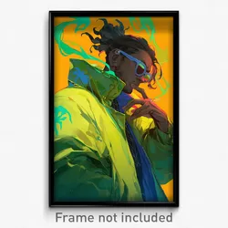 Anime Art Poster - Man Feeling Grouchiness Wearing Rundown Wide Sleeves (Print)