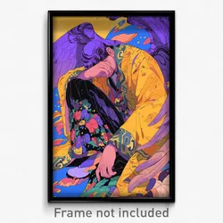 Anime Art Poster - Man Feeling Worried Wearing Gloomy Purple Wings (Print)