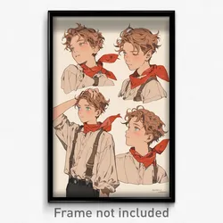 Art Poster - Boys Feeling Cheerfulness Wearing Husky Neckerchief