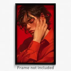 Art Poster - Boy Feeling Sullenness Wearing Realistic Red Scrunchie (Print)