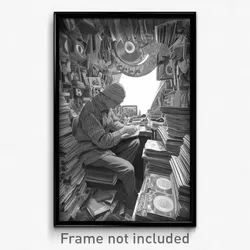 Art Poster - Velvety Record Store (Psychedelic Trippy Weird 11x17 Print)