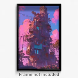 Art Poster - Strange American Town (Psychedelic Trippy Weird 11x17 Print)