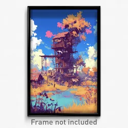 Art Poster - Rundown Homestead (Psychedelic Trippy Weird 11x17 Print)