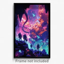 Art Poster - A Group Of Explorers Delving Into The Depths Of A Mysterious Cave,
