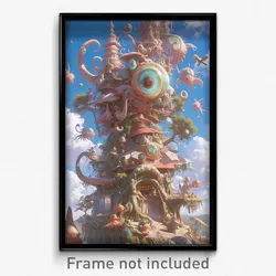 Art Poster - Worldly Chute (Psychedelic Trippy Weird 11x17 Print)