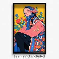 Art Poster - Woman Feeling Enthusiasm Wearing Strong Pink Vest (Print)