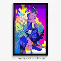 Anime Art Poster - Man Feeling Discomfort Wearing Candid Holding Ribbon (Print)