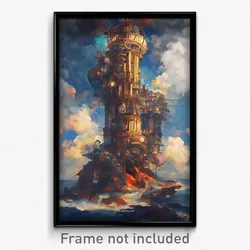 Art Poster - Artistic Lighthouse (Psychedelic Trippy Weird 11x17 Print)