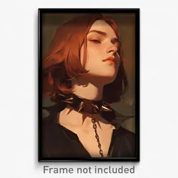 Art Poster - Woman Feeling Fascination Wearing Tacky Spiked Collar
