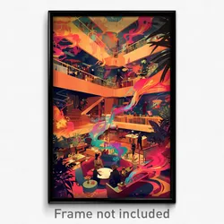 Art Poster - Buzzing Hotel Lobby (Psychedelic Trippy Weird 11x17 Print)