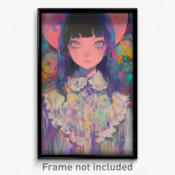 Anime Art Poster - Woman Feeling Rattled, Burly Frilled Shirt Collar (Print)