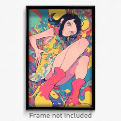 Anime Art Poster - Girl Feeling Self Compassionate, Modest Yellow Vest (Print)
