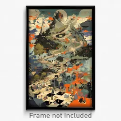 Art Poster - Mountainous Chess Board (Psychedelic Trippy Weird 11x17 Print)