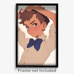 Art Poster - Boy Feeling Exasperated Wearing Warped Blue Bowtie (Print)