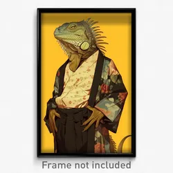 Art Poster - Iguana Feeling Thrilled Wearing Debonair Kimono