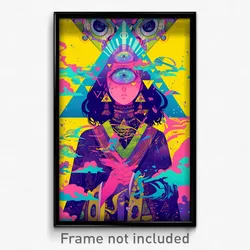 Art Poster - Yellow Pyramid (Psychedelic Trippy Weird 11x17 Print)
