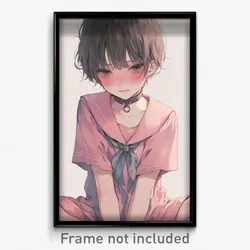 Anime Art Poster - Boy Feeling Restlessness, Amusing Pink Sailor Collar (Print)