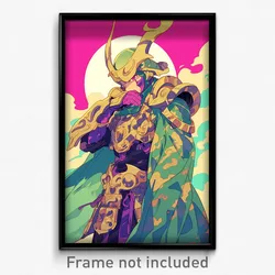 Anime Art Poster - Boy Feeling Unhappy Wearing Mysterious Japanese Armor (Print)