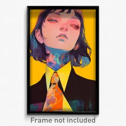 Art Poster - Girl Feeling Bitter Sweetness, Hard To Find Orange Necktie (Print)
