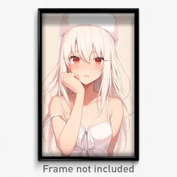 Anime Art Poster - Girl Feeling Resentment Wearing White White Headwear (Print)