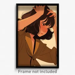 Art Poster - Woman Feeling Rattled Wearing Tan Brown Sailor Collar