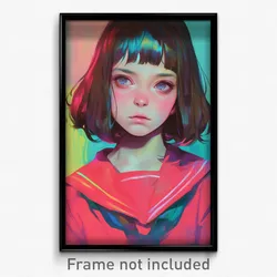 Art Poster - Girl Feeling Suspicious Wearing Wiry Pink Sailor Collar (Print)
