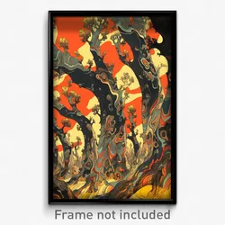 Art Poster - Wiry Trees (Psychedelic Trippy Weird 11x17 Print)