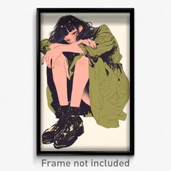 Art Poster - Girl Feeling Melancholy Wearing Strange Clothing Cutout (Print)