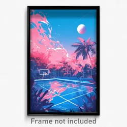 Art Poster - Pink Court (Psychedelic Trippy Weird 11x17 Print)