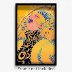 Anime Art Poster - Woman Feeling Jubilation Wearing Idealistic Fur Scarf (Print)