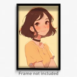 Art Poster - Girl Feeling Thrilled Wearing Second Hand Gold Choker (Print)