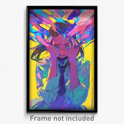 Anime Art Poster - Girl Feeling Disappointment, Dramatic White Necktie (Print)